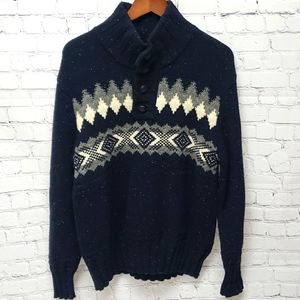 Eddie Bauer Lambs Wool Sweater Large Blue
